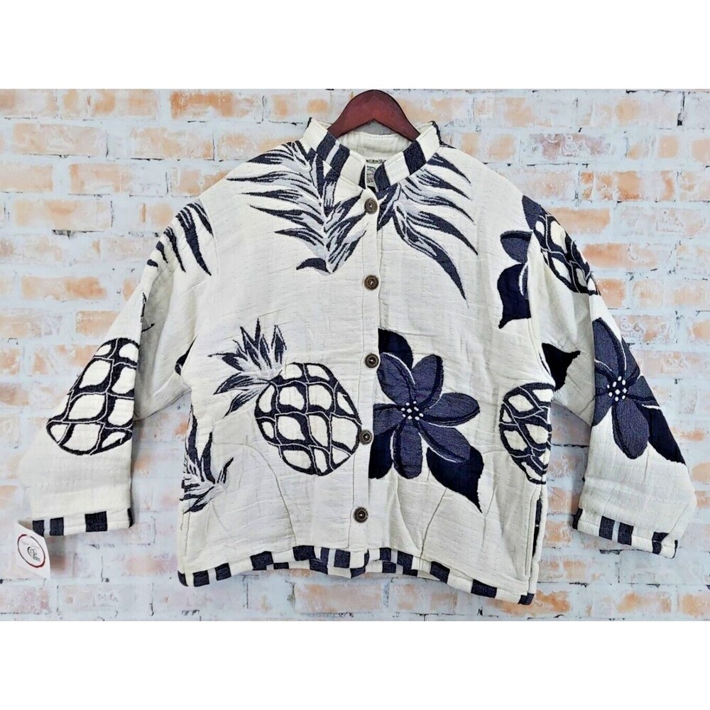 NWT Sugar Street Weavers Women's Pineapple Passion Button Up Sweater Jacket XL